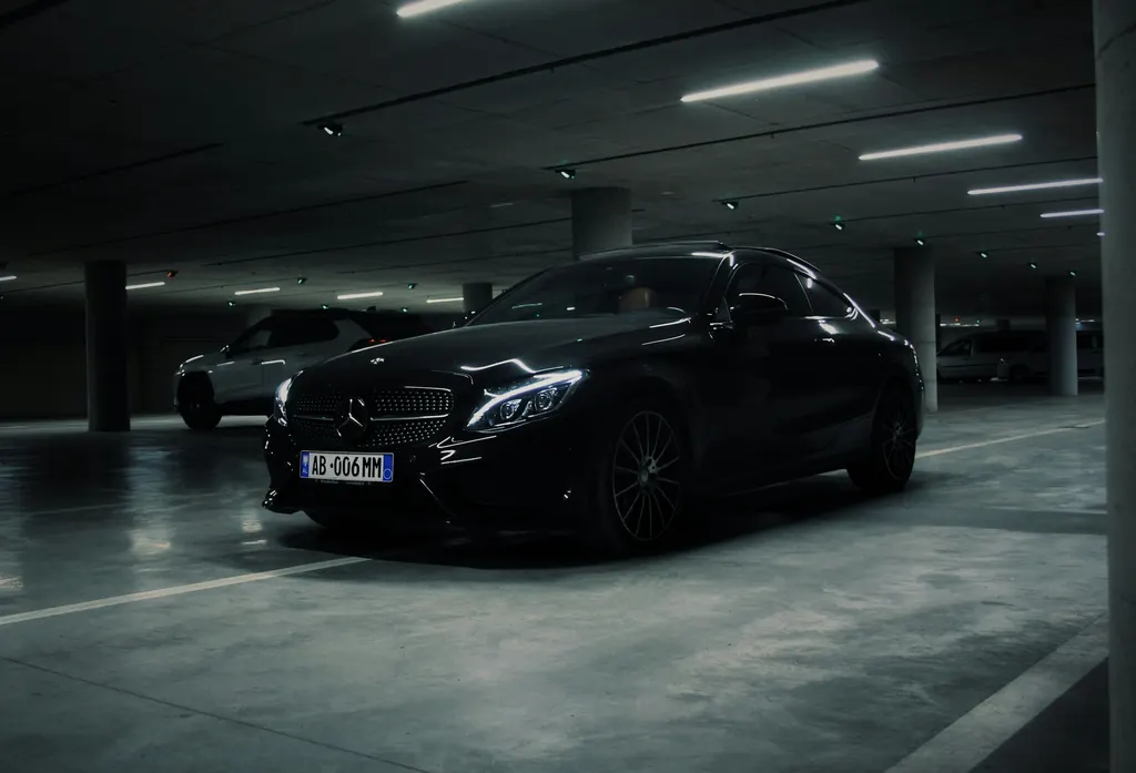 A black car ready to drive