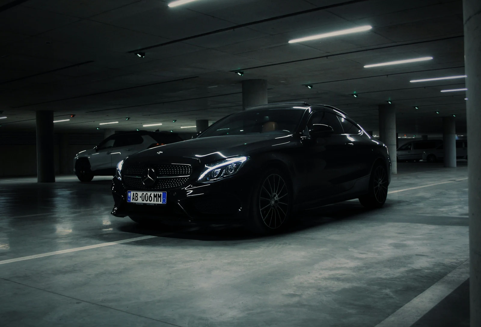 A black car ready to drive