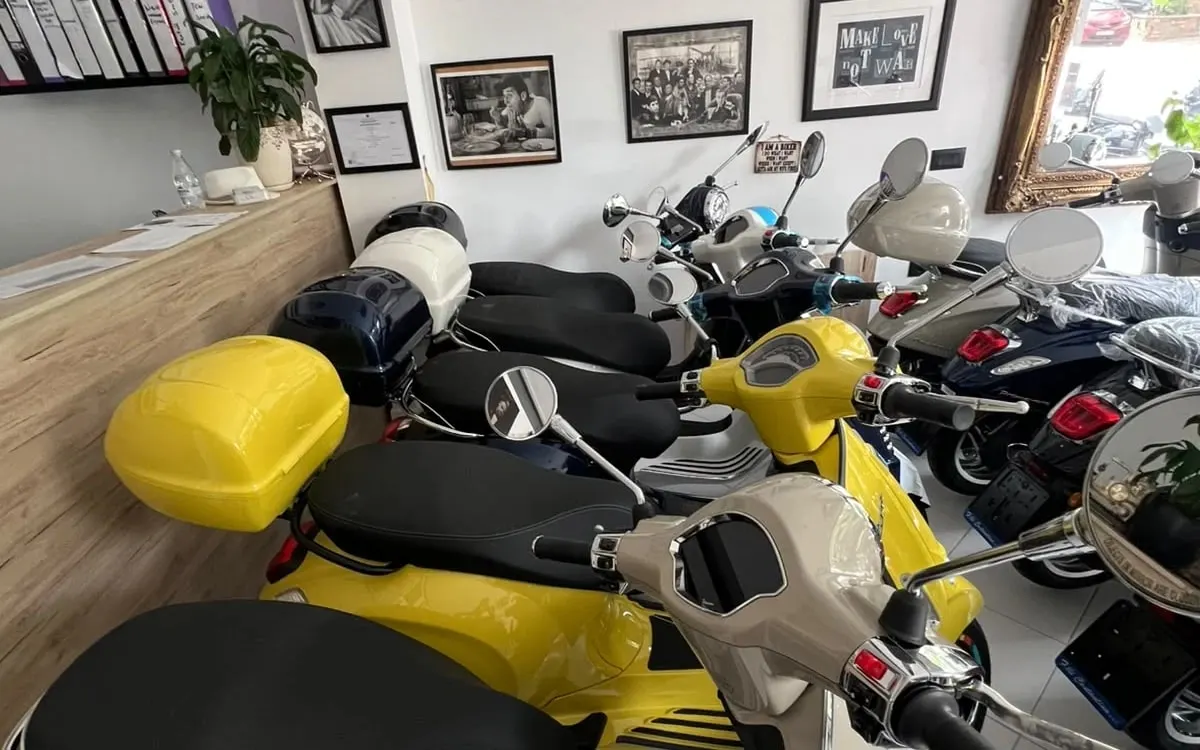 New Vespa Primavera scooters in the Small & Beautiful showroom